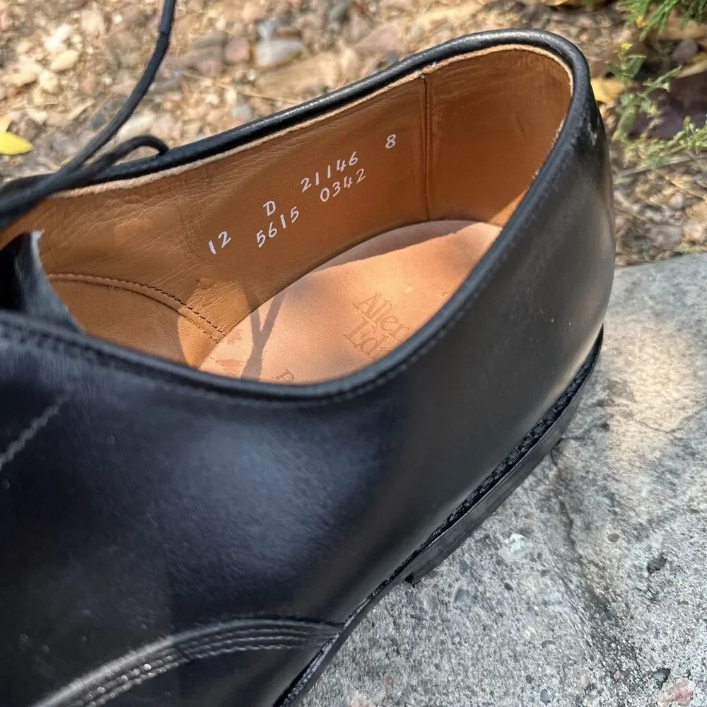 12 D Allen Edmonds Park Avenue Black Cap Toe Dress Shoes